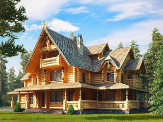 Дом из бревна в русском стиле
